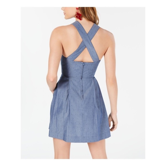 Retro Blue Denim Dot Short Dress NWT - Picture 4 of 5